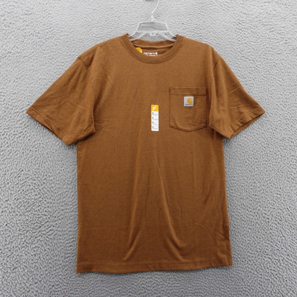 Carhartt‎ Brown Mens Small Loose Fit Heavyweight Short Sleeve Pocket T Shirt NEW